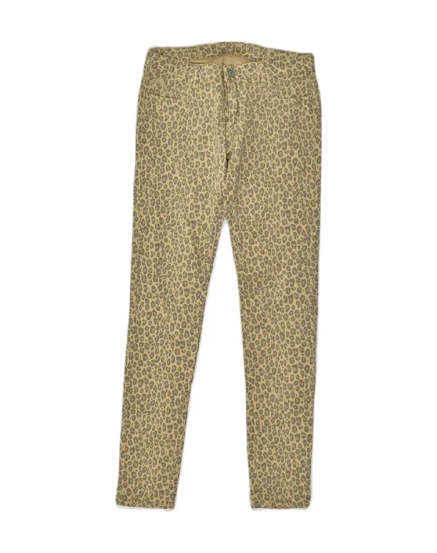 VINTAGE Womens Skinny Casual Trousers W28 L31 Beige Animal Print Cotton Trousers Capri Summer VINTAGE Womens Skinny Casual Trousers W28 L31 Beige Animal Print Cotton Trousers Capri Summer