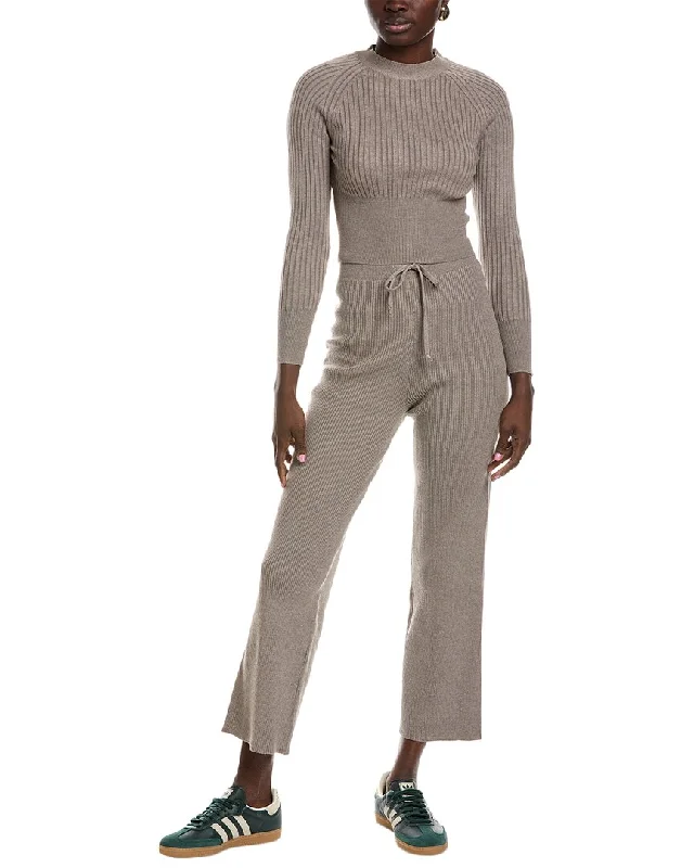 Lyra & Co 2Pc Sweater & Pant Set Print Jacquard Patchwork