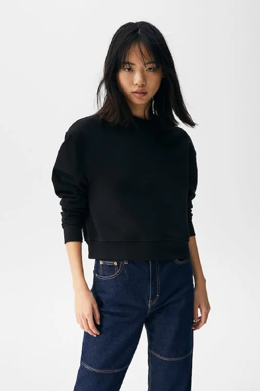 Basic Black Colored Round Neck Sweatshirt Hoodie with Gradient Ombre Colorful