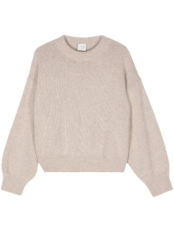 Alysi Women's Sweaters Beige Elegant Classic Vintage