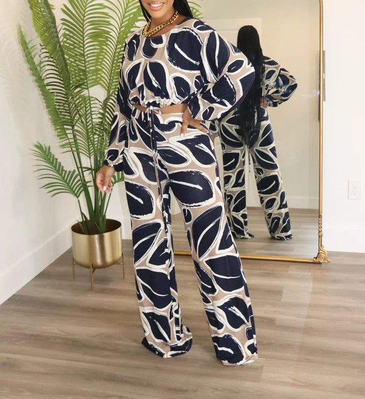 28067P - LS CROP TOP&PANTS SET (4PCS) Knit Fabric Woven Fabric Fleece Fabric
