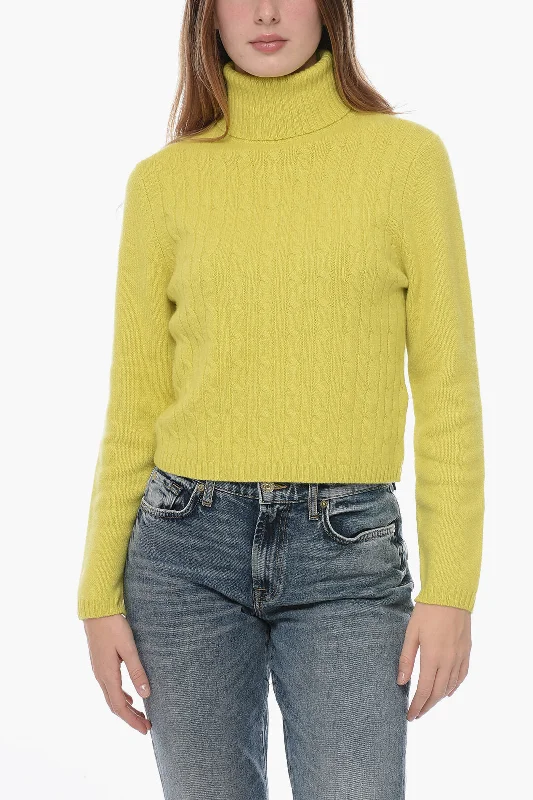 Allude Cable Knit Cashmere Turtleneck Sweater M Standard size Spandex Rayon Corduroy Allude Cable Knit Cashmere Turtleneck Sweater M Standard size Spandex Rayon Corduroy