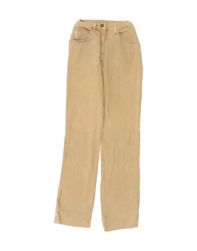 ARMANI Womens Straight Casual Trousers W29 L29 Beige Cotton Trousers Canvas Durable