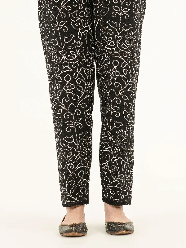 Printed Khaddar Trousers Trousers Wedding White