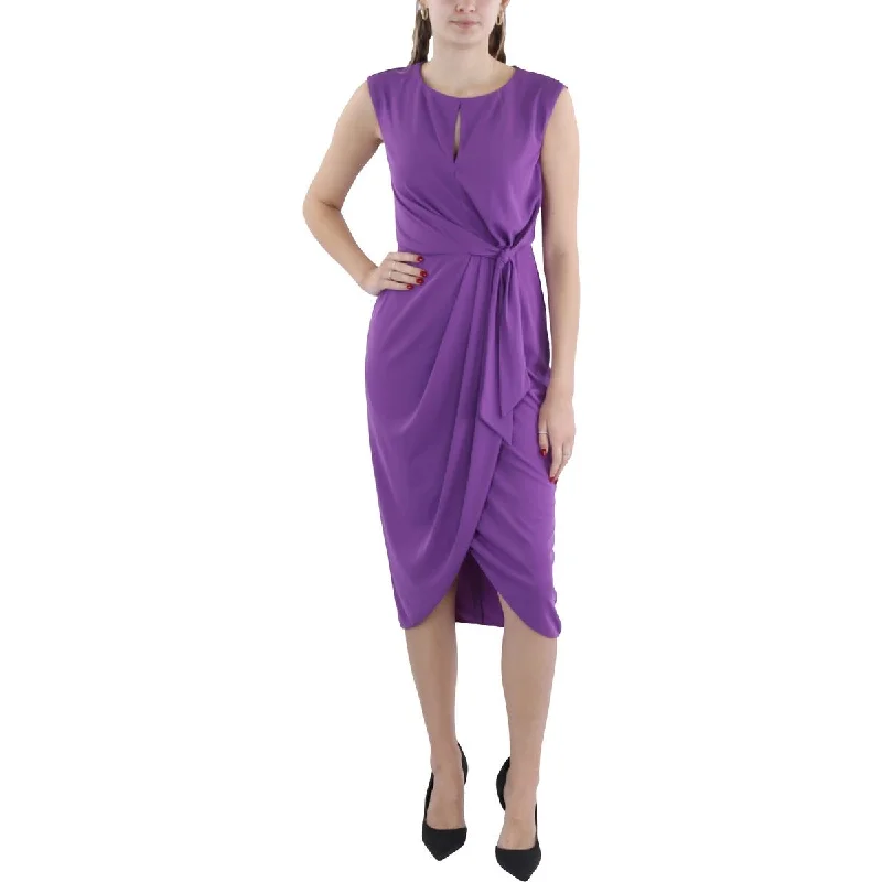Womens Faux Wrap Sleeveless Evening Dress