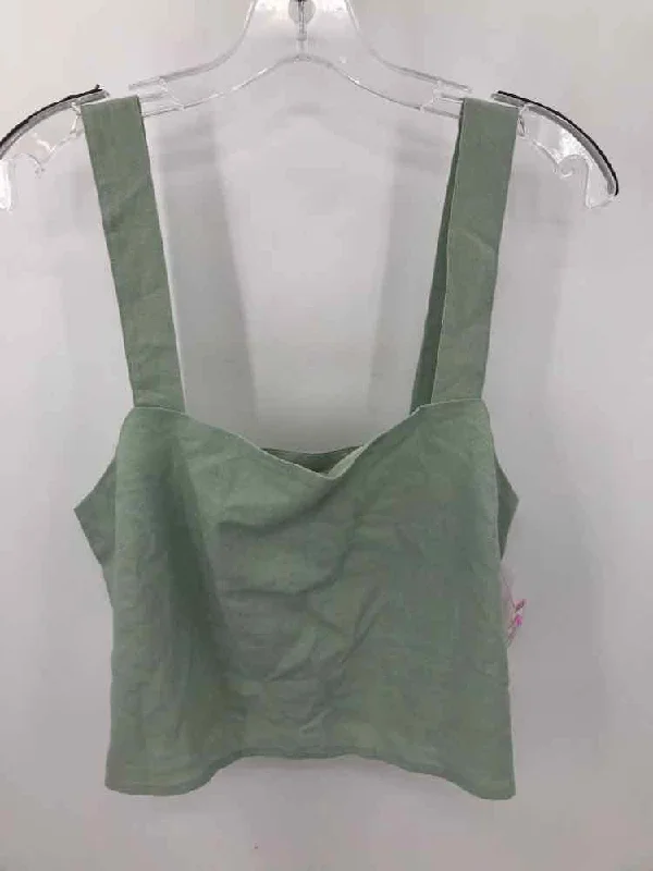 Pre-Owned Rachel Zoe Green Size Medium Tank Top solid color tank