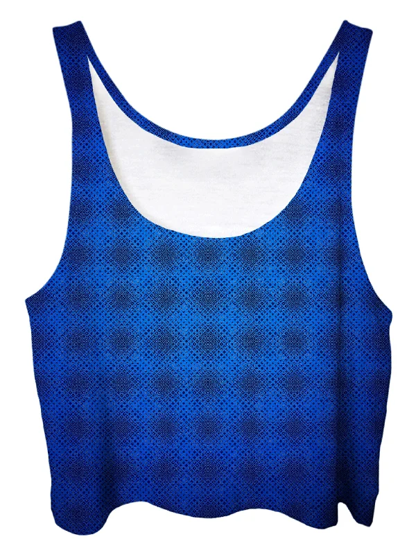Royal Blue Ombre Crop Top Summer Crop Top Casual Short Sleeve