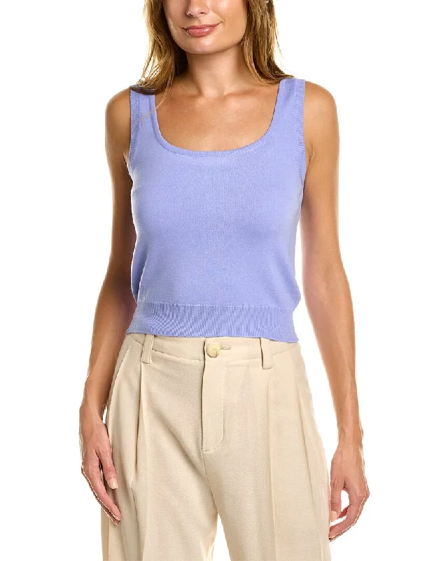Oscar De La Renta Scoop Neck Wool Tank ribbed tank top