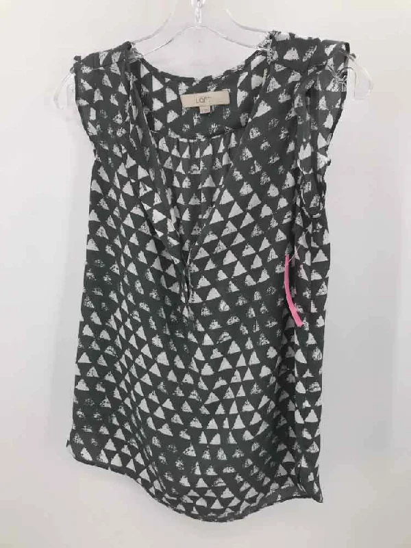 Pre-Owned Loft Grey Size XS Tank Top print tank top