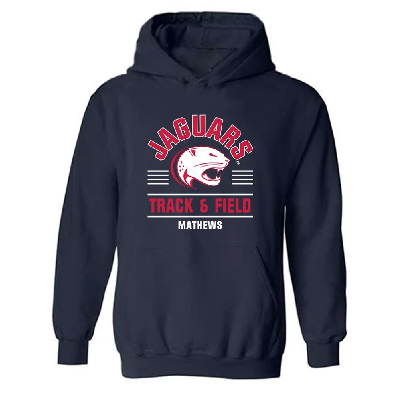 South Alabama - NCAA Women's Track & Field : Morgan Mathews - Classic Fashion Shersey Hooded Sweatshirt Hoodie with Side Slits Relaxed Casual