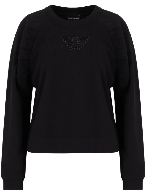 Emporio Armani Women's Sweaters Black Lace Blend Ribbed Blend Corduroy Blend
