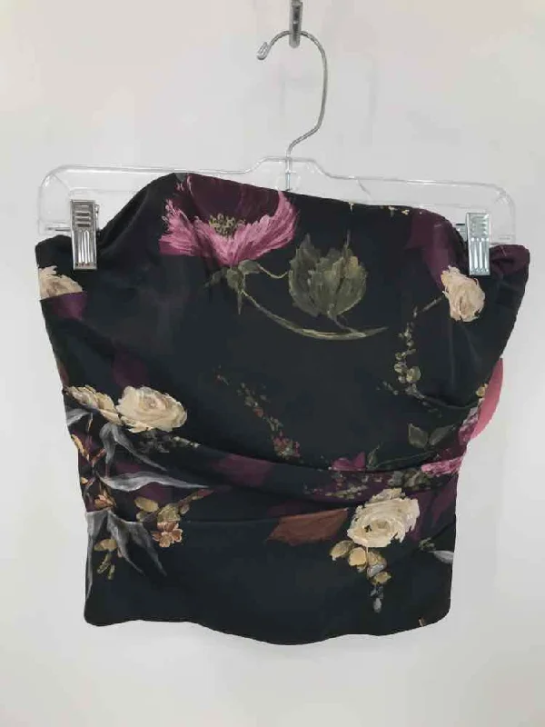 Pre-Owned Kay Unger Black Size 8 Floral Strapless Tank soft tank top