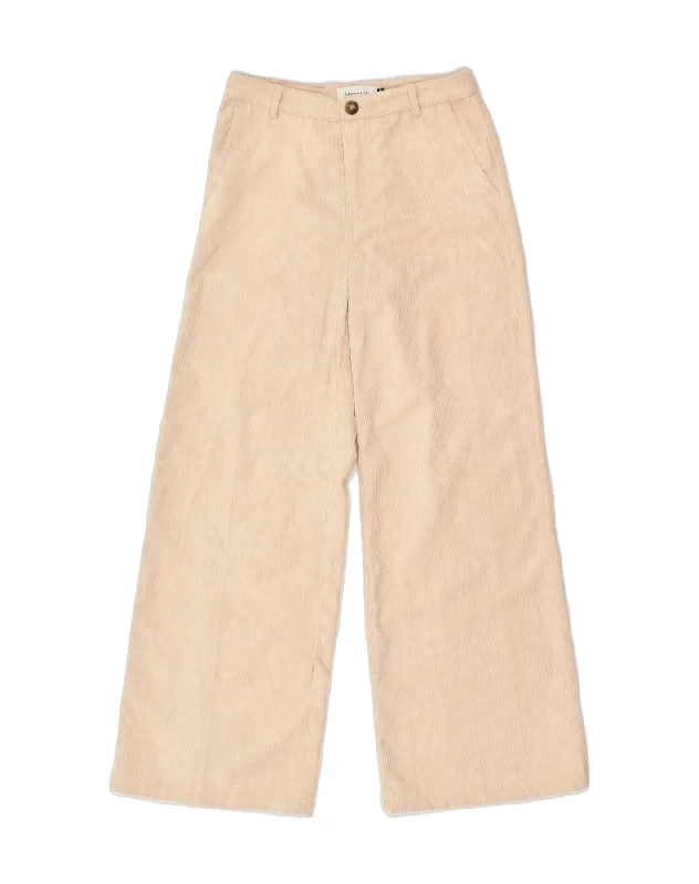 VINTAGE Womens Wide Leg Corduroy Trousers W28 L30 Beige Polyester Trousers Palazzo Wide Leg VINTAGE Womens Wide Leg Corduroy Trousers W28 L30 Beige Polyester Trousers Palazzo Wide Leg