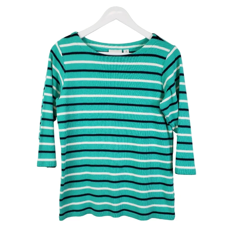 L.L. Bean Striped 3/4 Sleeve Sweater Size Medium Fitted Slim Tailored