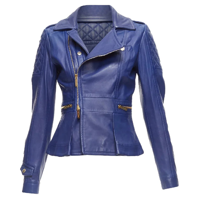 Dsquared2 Lambskin Leather Gold Logo Zip Moto Biker Jacket Satin Jacket Silk Jacket Chiffon Jacket Dsquared2 Lambskin Leather Gold Logo Zip Moto Biker Jacket Satin Jacket Silk Jacket Chiffon Jacket