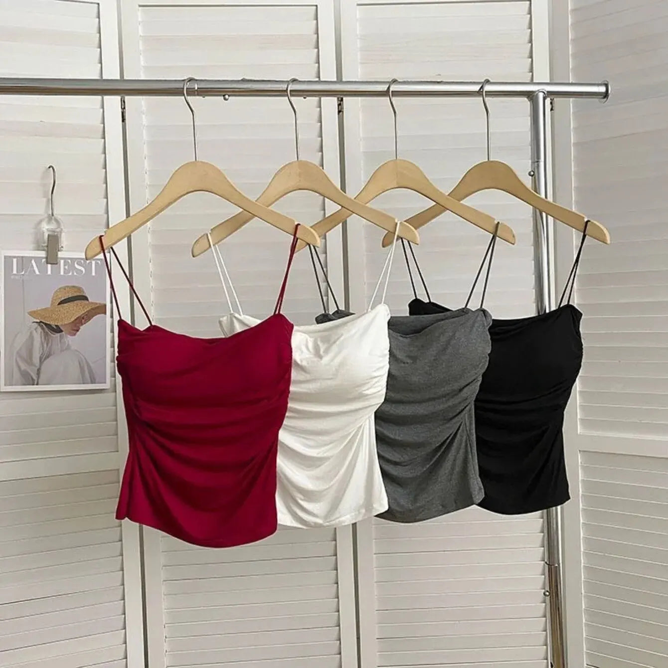 Women's Top Tank Underwear Fitted Camisole Sexy Short Top With Thin Straps peekaboo tank top