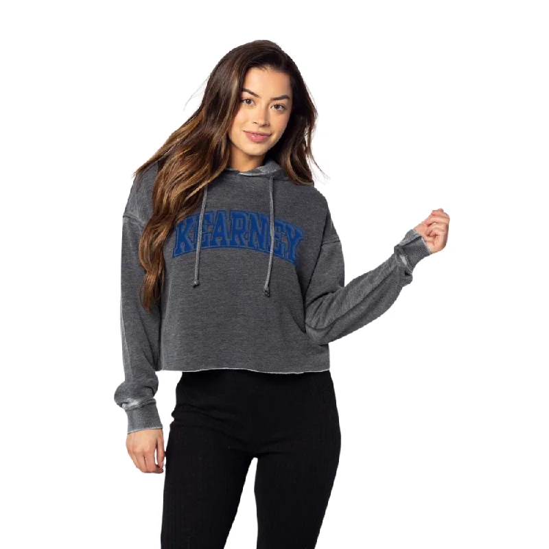 Women's UNK Lopers Extra Credit Puff Crop Hoodie Hoodie with Exposed Zipper Edgy Industrial