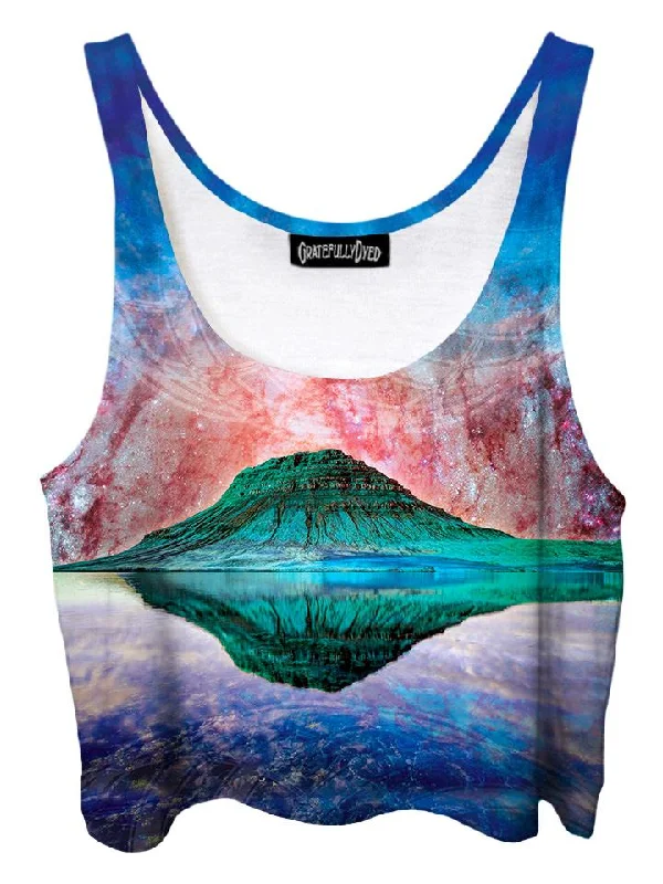 Alien Rockies Mountain Galaxy Crop Top Layered Multi-layer Single Layer
