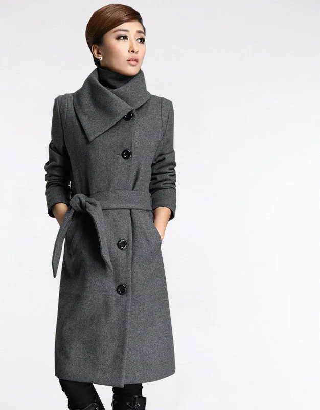 Long Jackets Women Grey Wool Coat High Plus Size Poncho Fashion Women's Cashmere Coat with Belt Female Coat Cotton Jacket Linen Jacket Terry Jacket