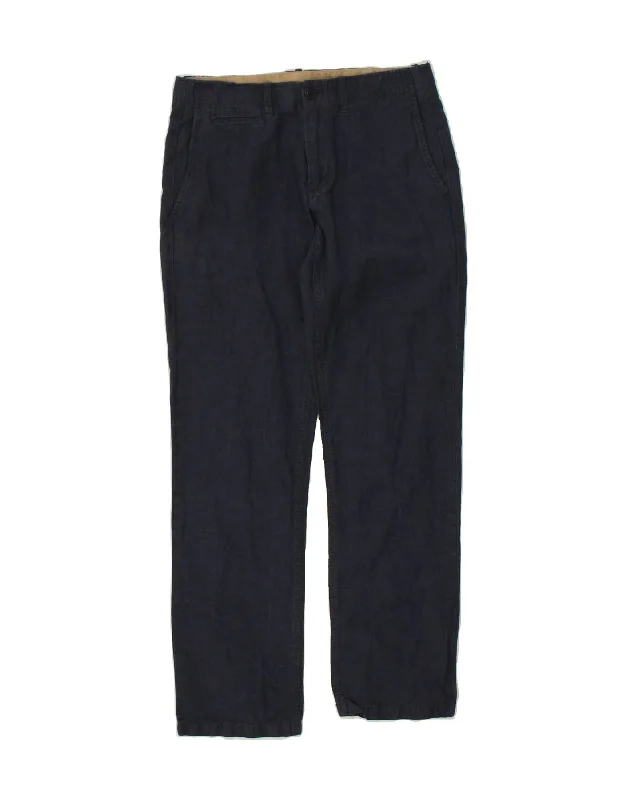 GAP Womens Straight Chino Trousers W30 L29 Navy Blue Flax Trousers fashionable chic