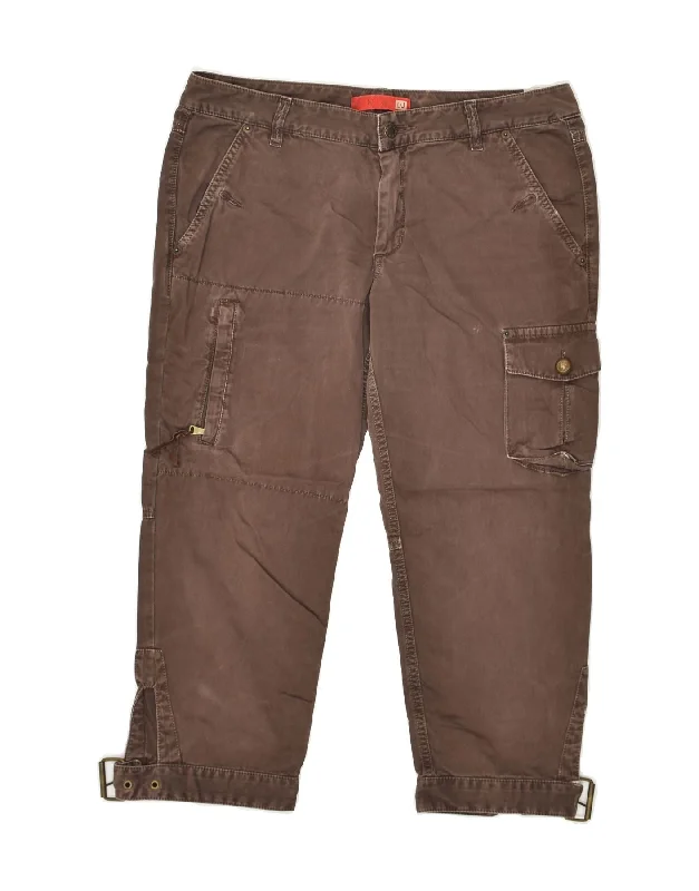 LIU JO Womens Capri Cargo Trousers W31 L21 Brown Cotton Trousers Satin Smooth