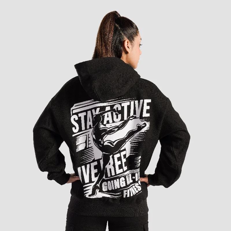 Essential Active Zipper Hoodie (Black) Hoodie with Cropped Fit Short Trendy