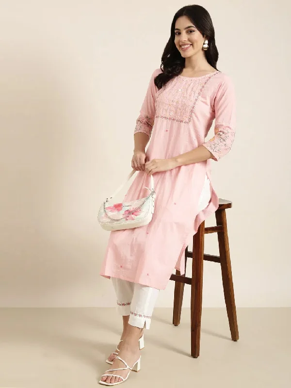 Women Straight Pink Solid Kurta and Trousers Set-AT-A1236-KP-Pink Trousers Hiking Durable Women Straight Pink Solid Kurta and Trousers Set-AT-A1236-KP-Pink Trousers Hiking Durable