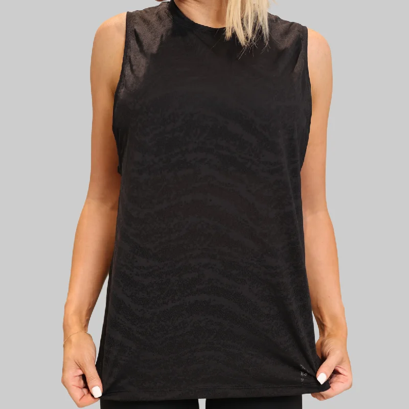 AMAYA TANK SINGLET - BLACK metallic tank top