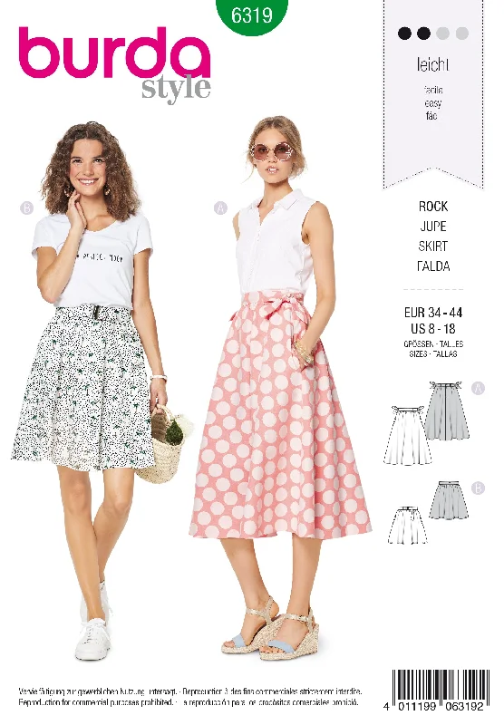 Burda Pattern 6319 Misses' bell shaped skirt chiffon skirt airy