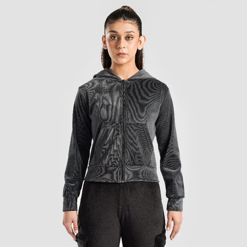 Swift Flow Hoodie (Grey) Hoodie with Bell Sleeves Flared Feminine