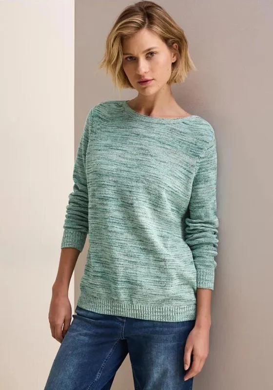Cecil Space Dye Chenille Sweater, Green Hooded Caped Shawl Collar