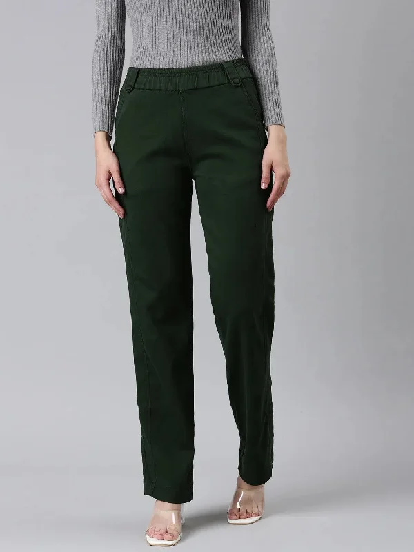 Women Olive Solid Trouser-LT-SF-10426-Olive Trousers Occasion Special