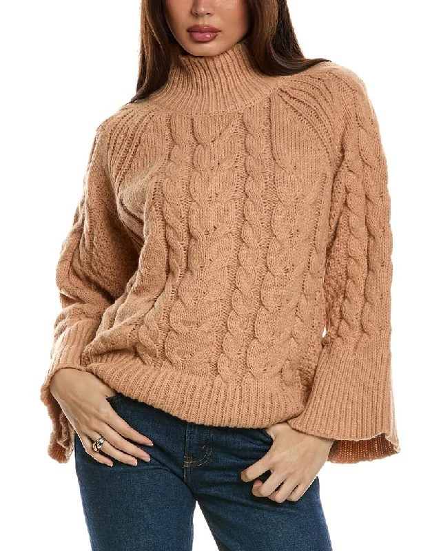 Isla Ciel Multi-Stitch Turtleneck Sweater Mesh Sweater Canvas Denim