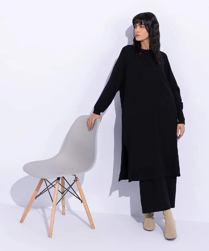 Knit Sweater Top Front Pockets Side Pockets Patch Pockets