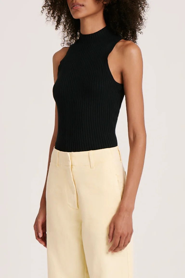 NUDE LUCY ONDA KNIT TANK - BLACK scoop neck tank