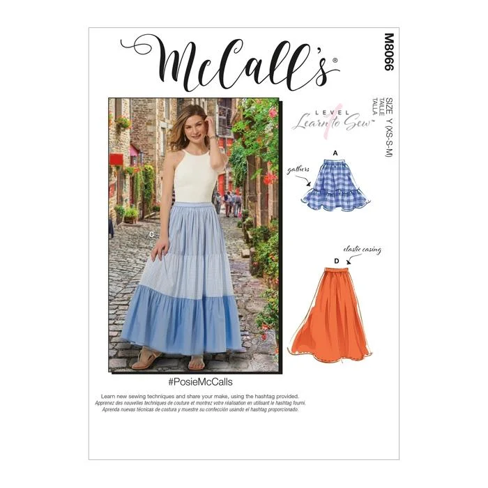 McCall's Pattern M8066 Misses' Pull-On Gathered Skirts with Tier and Length Variations breathable skirt fabric