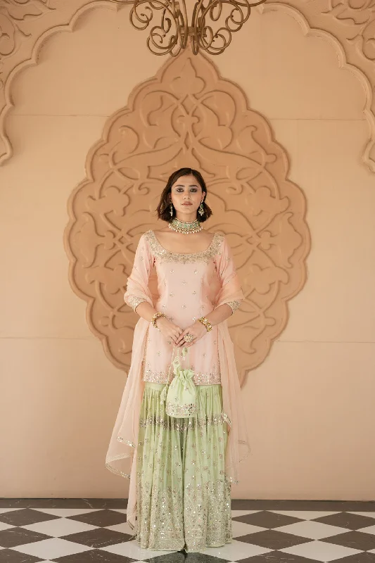 Pink Skirt Set lace skirt intricate