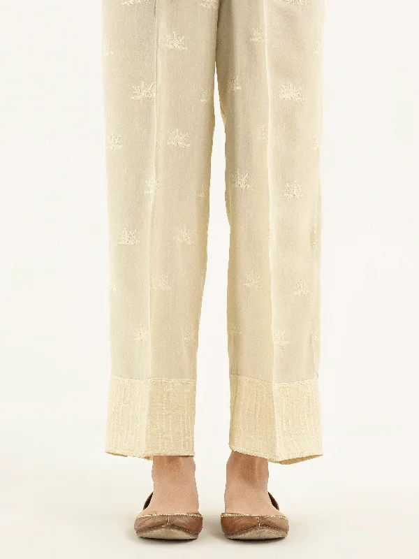 Embroidered Raw Silk Trousers(Pret) Trousers sophisticated sleek