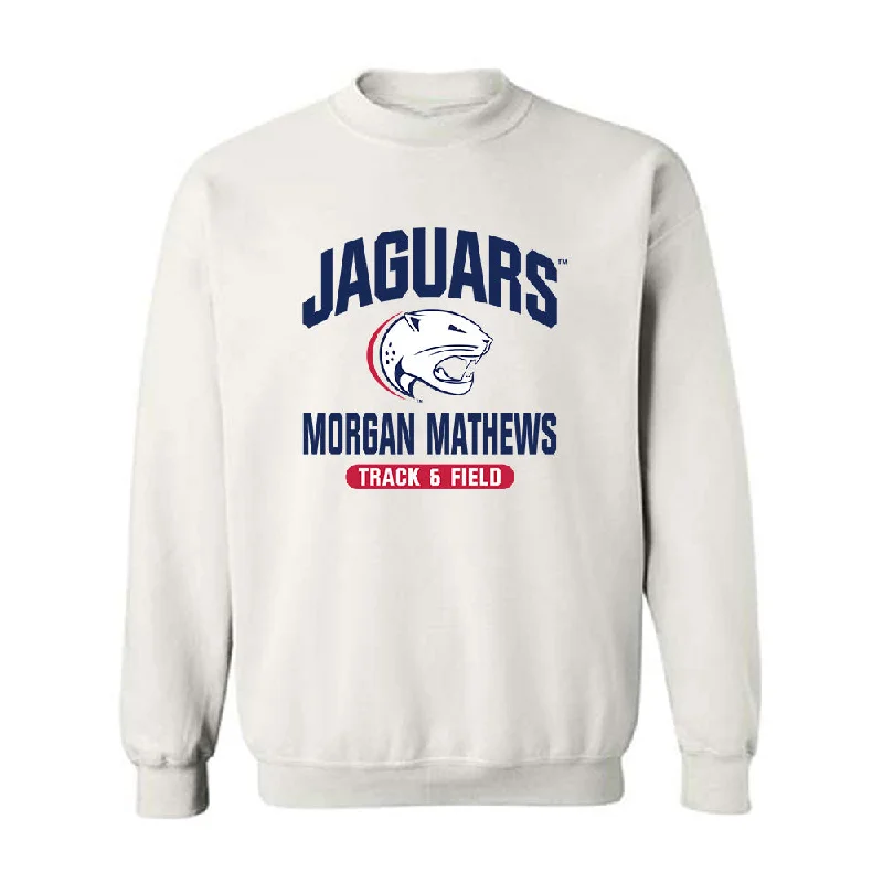 South Alabama - NCAA Women's Track & Field : Morgan Mathews - Classic Fashion Shersey Crewneck Sweatshirt Hoodie with Hem Contrast Bold Stylish