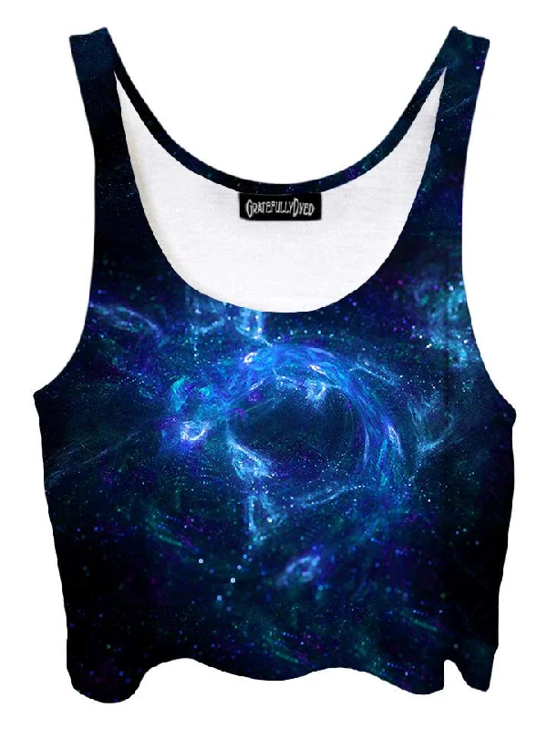 Spirit Blue Galaxy Crop Top Chenille Blend Fleece Blend Nylon Blend