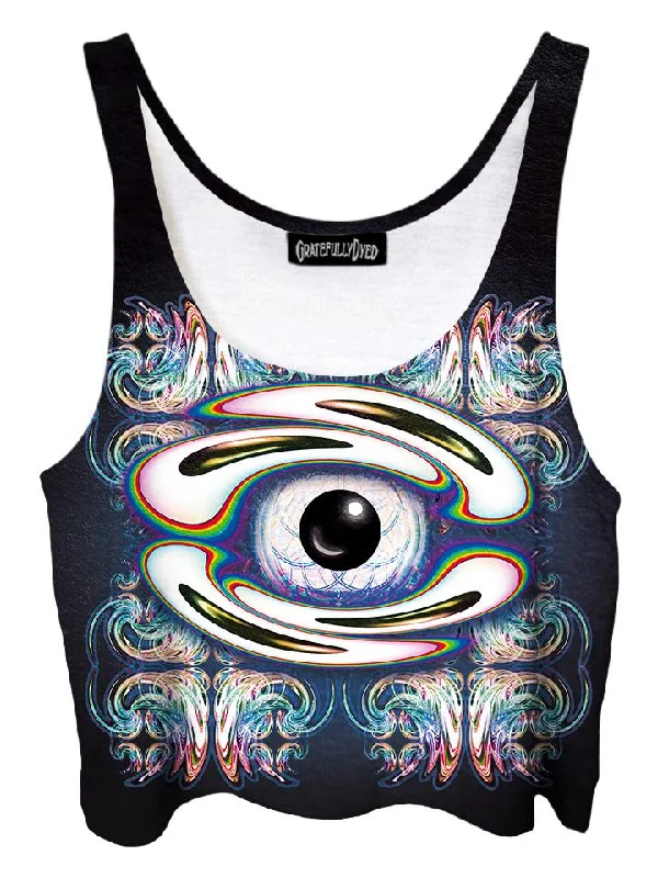 Filagree Freakout Eye Ball Mandala Crop Top Nylon Fabric Polyester Fabric Spandex Fabric