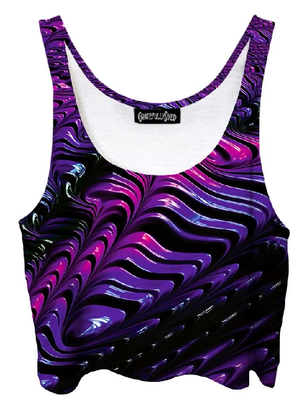 Wavvy Purple Paint Fractal Crop Top Houndstooth Herringbone Solid