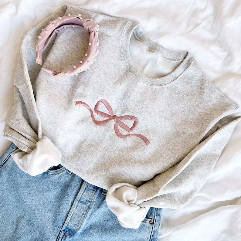 Cute Bow Embroidered Gemma Sweatshirt | Dainty Bow Sweatshirt | Embroidered Bow Ribbon Trendy Sweatshirt | Embroidered Bow | Gift for Her Hoodie with Hem Detail Decorative Unique Cute Bow Embroidered Gemma Sweatshirt | Dainty Bow Sweatshirt | Embroidered Bow Ribbon Trendy Sweatshirt | Embroidered Bow | Gift for Her Hoodie with Hem Detail Decorative Unique