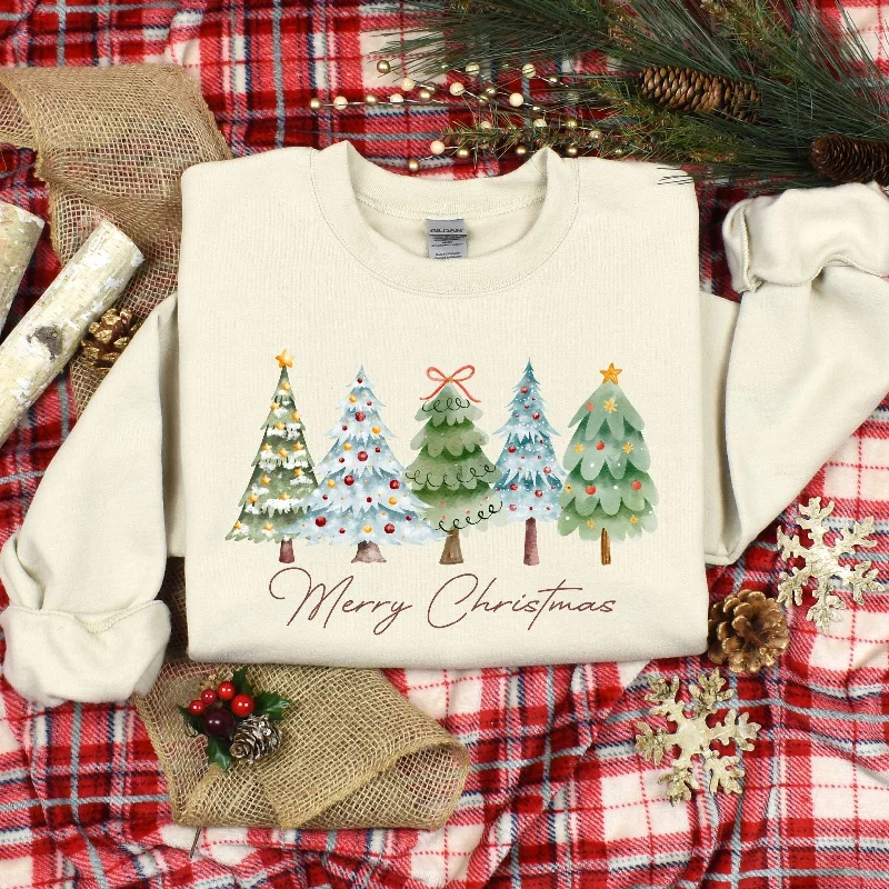 Hazel Blues® |  Christmas Trees Graphic Sweatshirt Hoodie with Zipper Versatile Modern