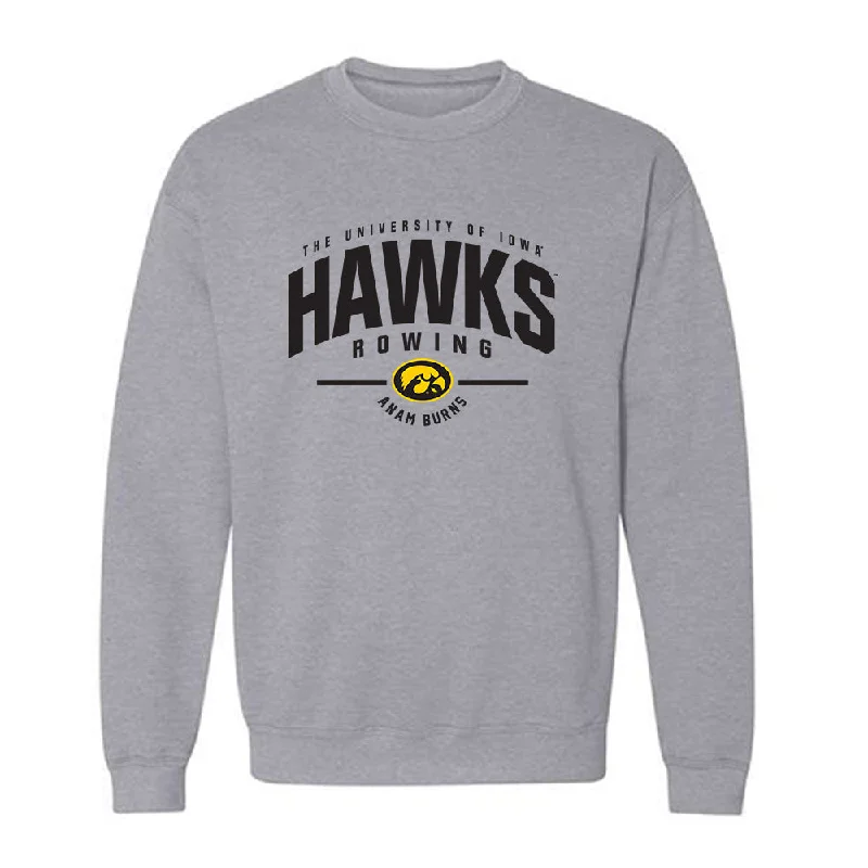 Iowa - NCAA Women's Rowing : Anam Burns - Classic Fashion Crewneck Sweatshirt Hoodie with Hem Raw Edge Edgy Unfinished