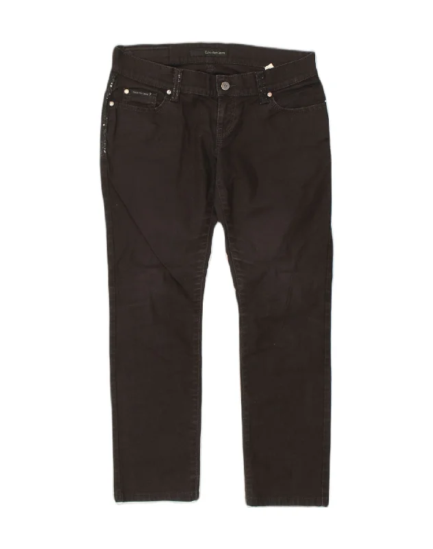 CALVIN KLEIN Womens Slim Casual Trousers W30 L27 Black Cotton Trousers Yoga Stretchy CALVIN KLEIN Womens Slim Casual Trousers W30 L27 Black Cotton Trousers Yoga Stretchy