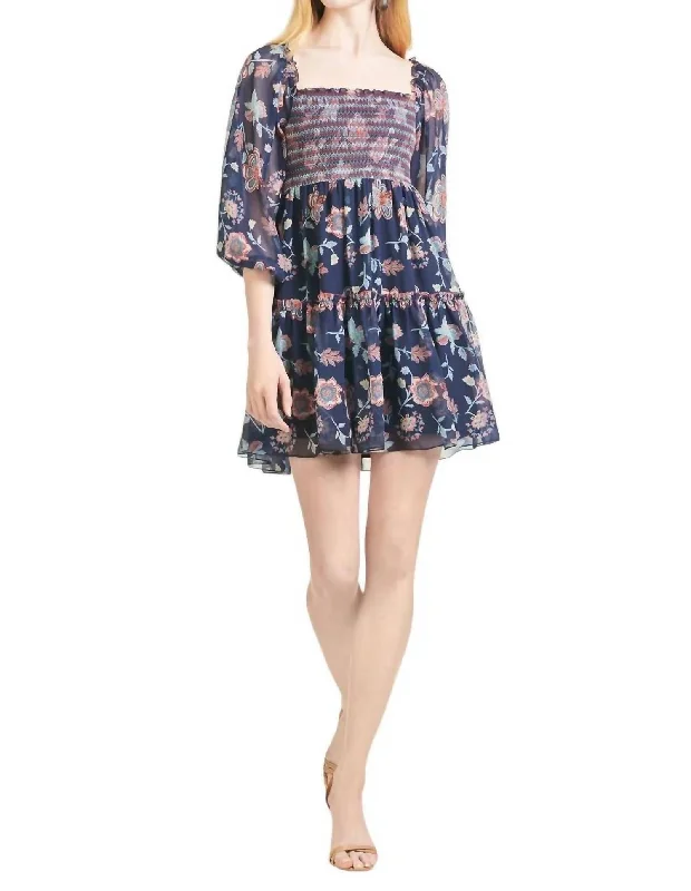 Lola Dress In Eastern Gouache Botanical