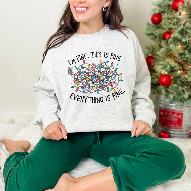 Hazel Blues® |  I'm Fine, Everything is Fine Graphic Sweatshirt Hoodie with Applique Textured Unique
