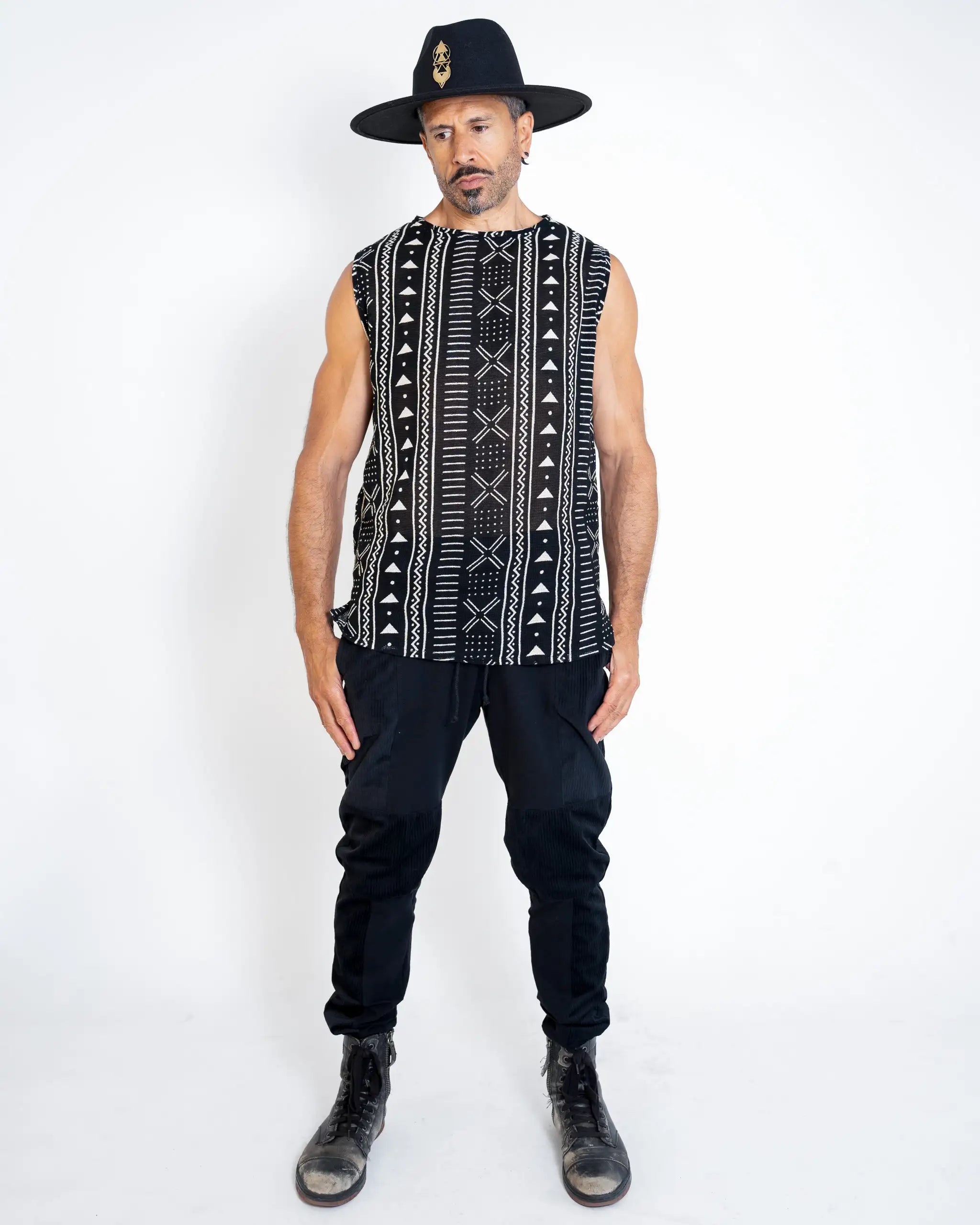 Men's Mud Cloth tank v-neck tank top
