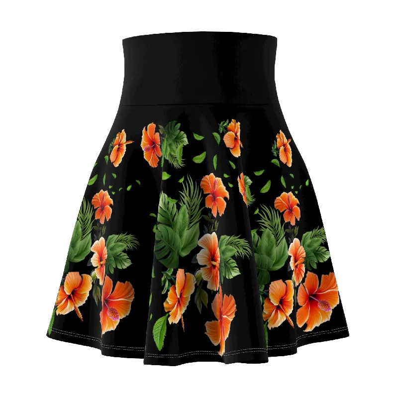 Women's Hibiscus Skater Skirt (AOP) chiffon skirt flowing